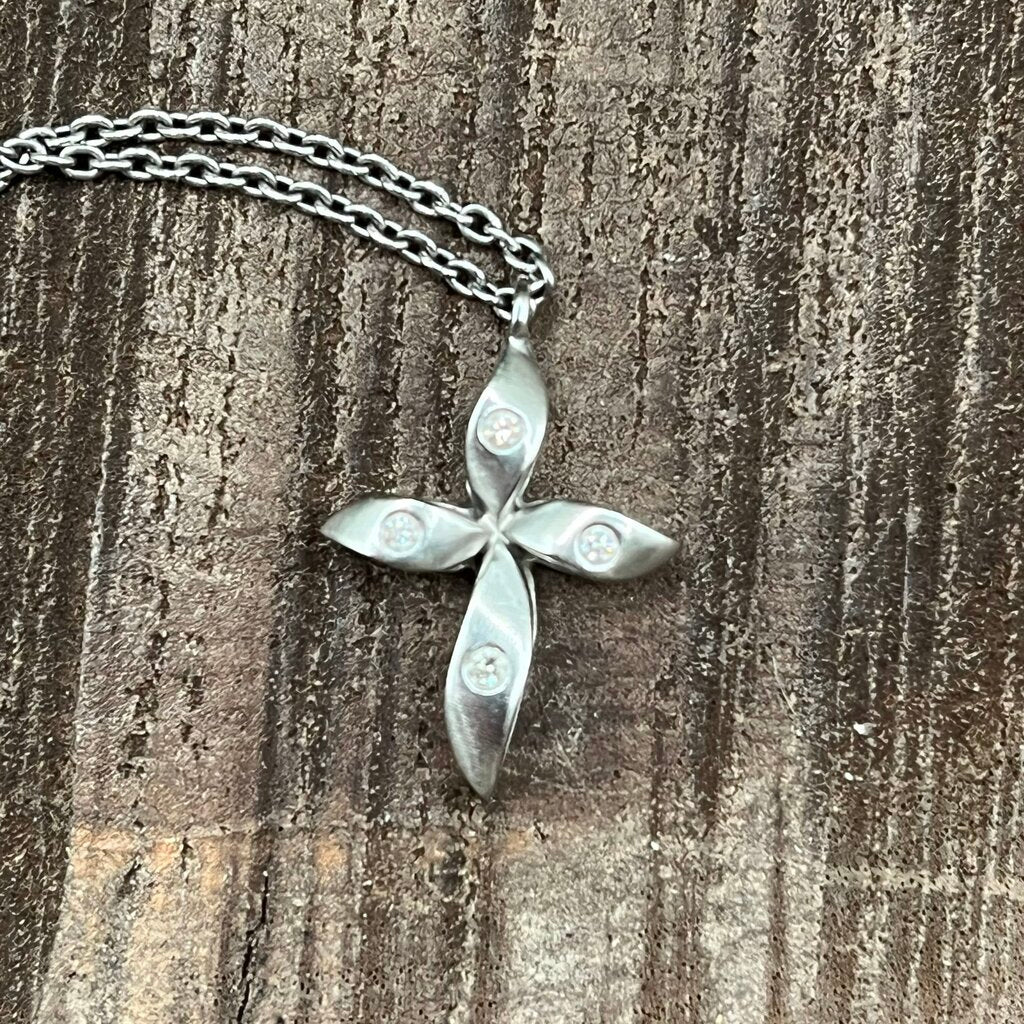 Platinum and Diamonds Cross Necklace
