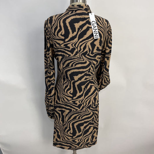 Ganni L/s Zebra Stripe Dress
