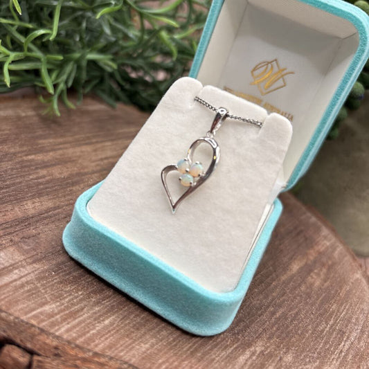 Sterling & Opal Heart Necklace