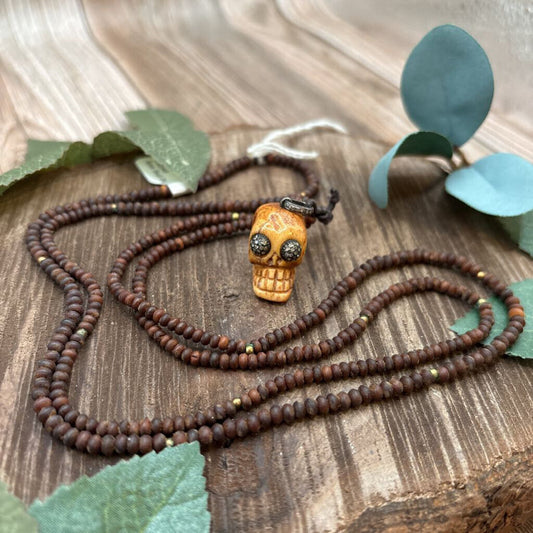 Bone Skull Diamond Eye Necklace