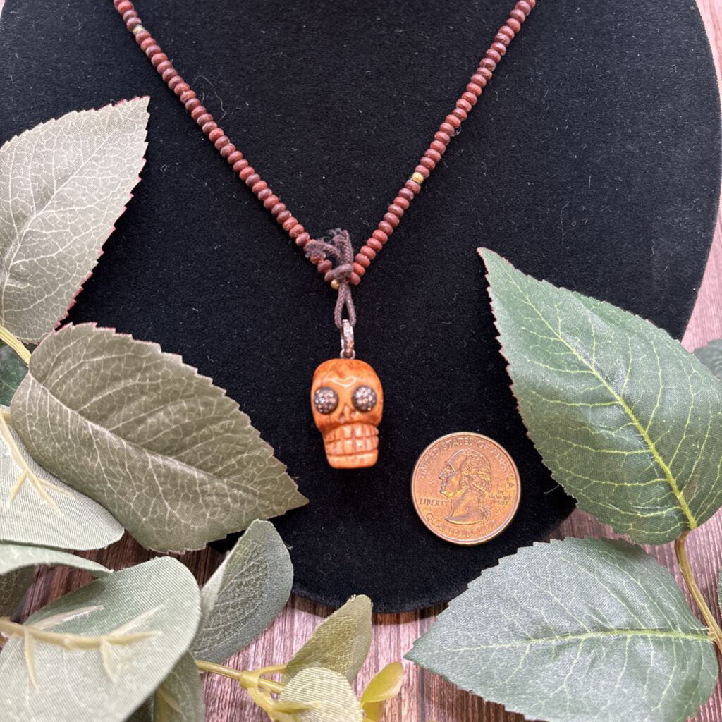 Bone Skull Diamond Eye Necklace