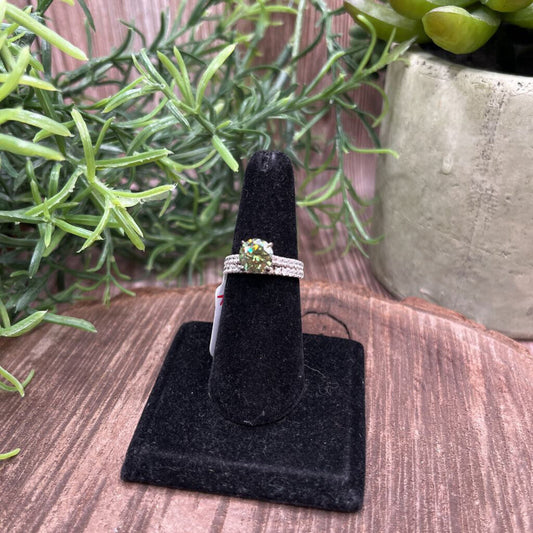 Green Moissanite & Sterling Ring