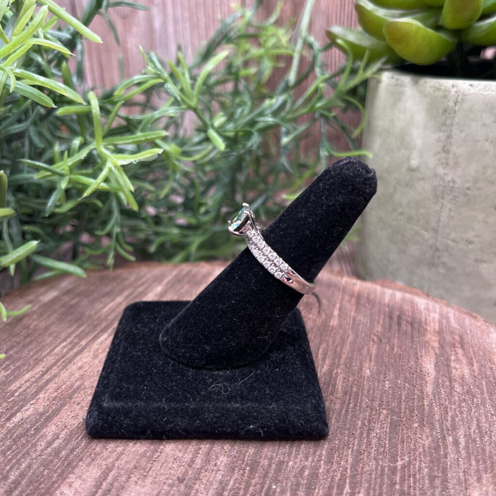 Green Moissanite & Sterling Ring