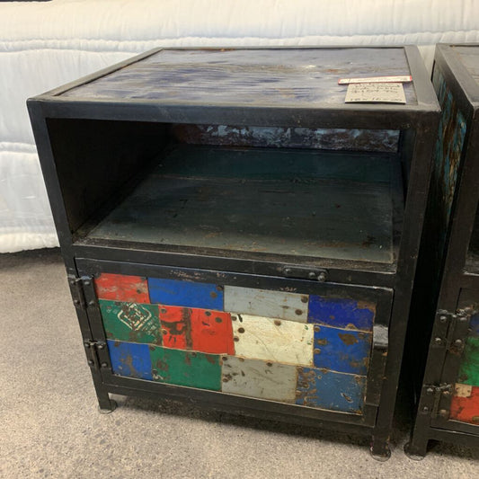 Distressed Steel Side Table