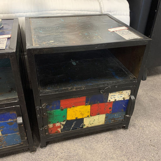 Distressed Steel Side Table