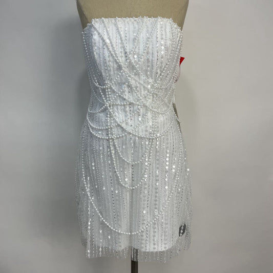 Pearl Trim Strplss Dress
