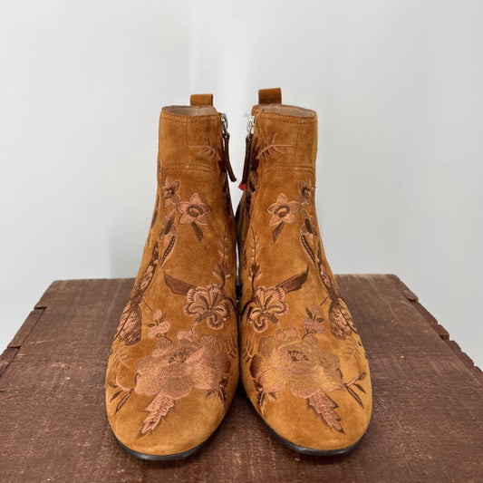 Johnny Was Suede Floral Boots