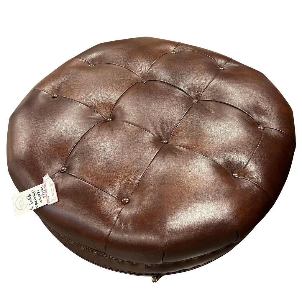 Tufted Leather Ottoman