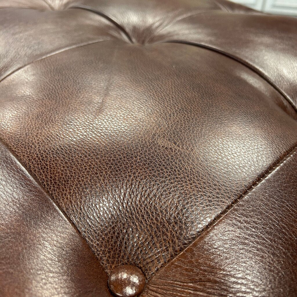 Tufted Leather Ottoman