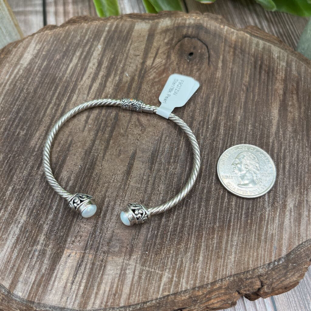 Sterling & 18k Pearl Cuff