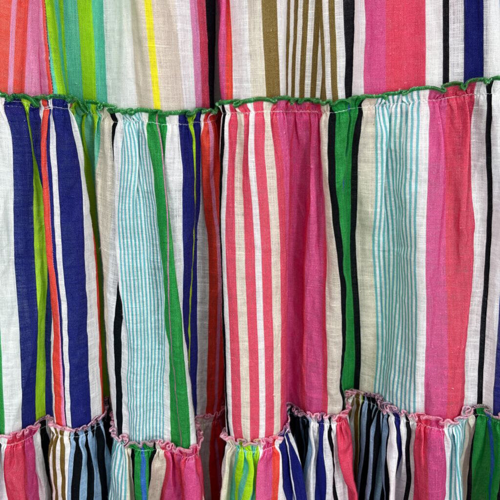 Vilagallo Linen Stripe Maxi Skirt