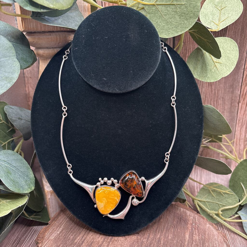 Baltic Amber & Sterling Necklace