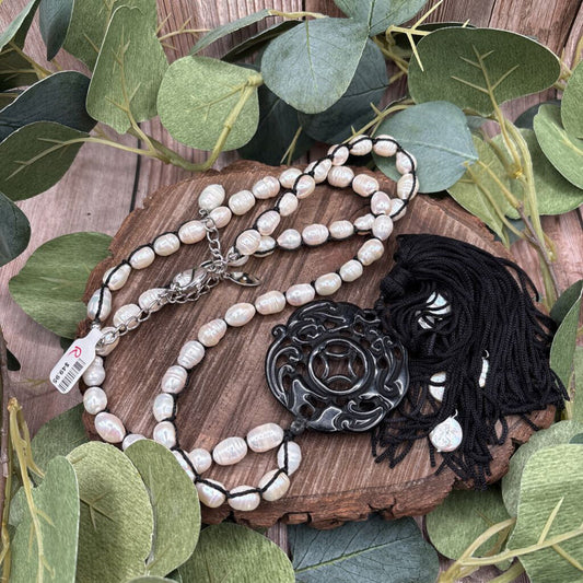Chicos Pearl Medallion Necklace