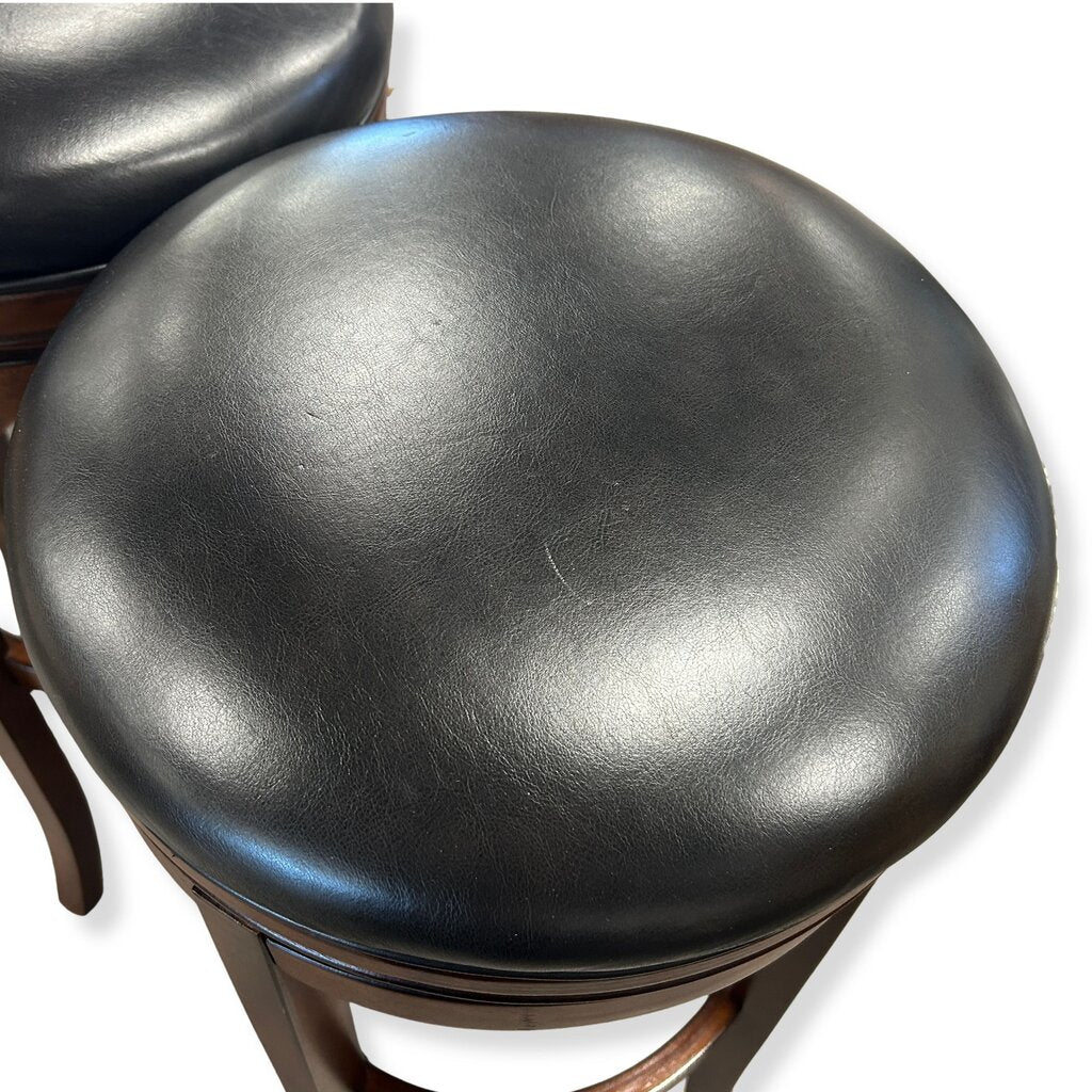 Leather & Wood Barstool Set