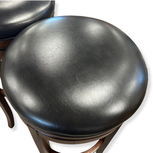 Leather & Wood Barstool Set