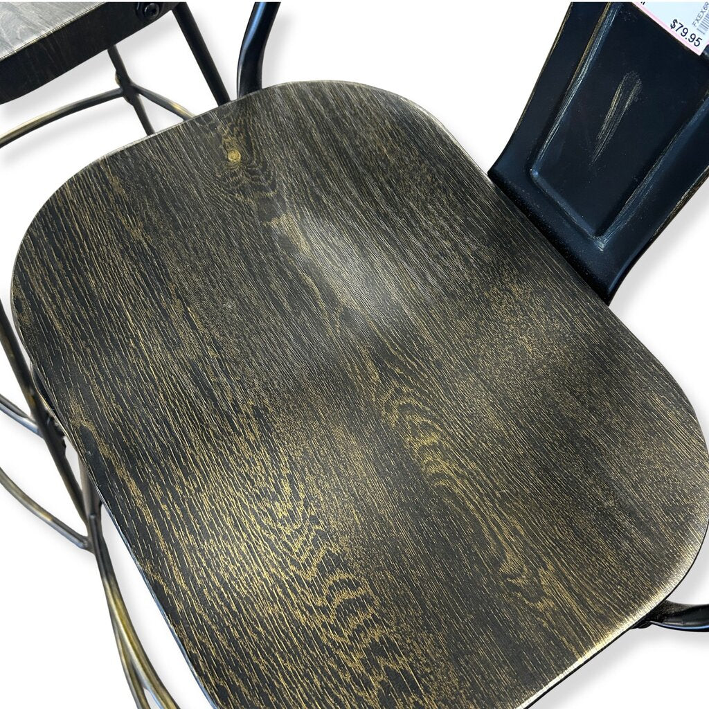 Wooden Seat Swivel Bar Stool Set