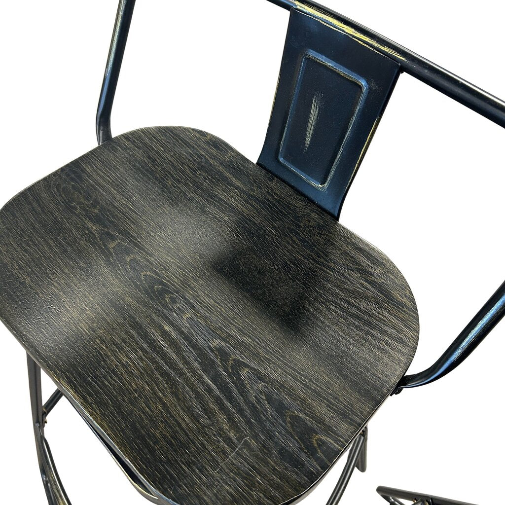 Wooden Seat Swivel Bar Stool Set