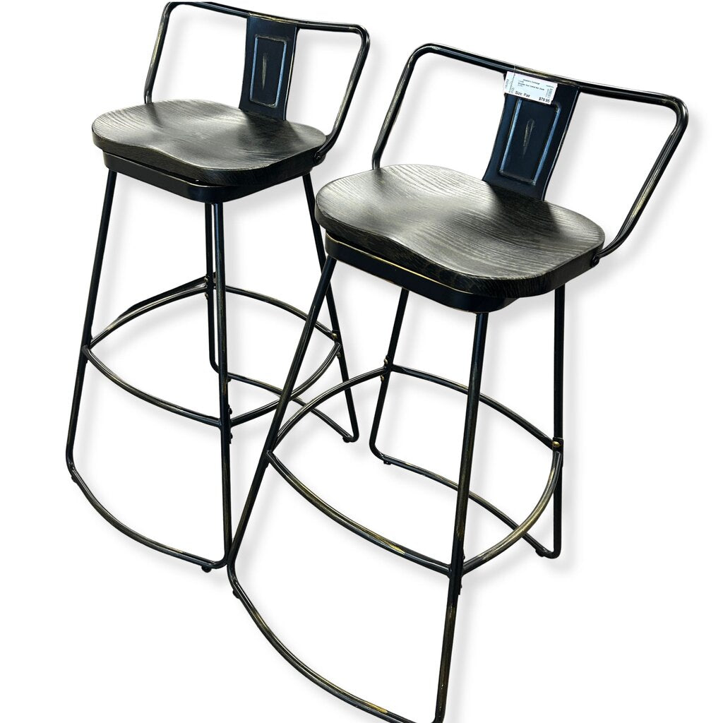Wooden Seat Swivel Bar Stool Set