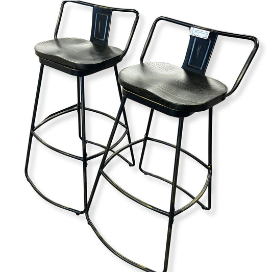 Wooden Seat Swivel Bar Stool Set