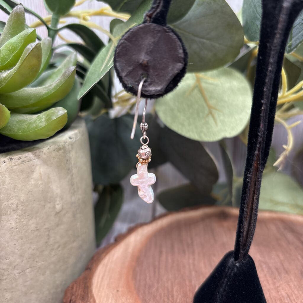 Pearl Cross Earrings