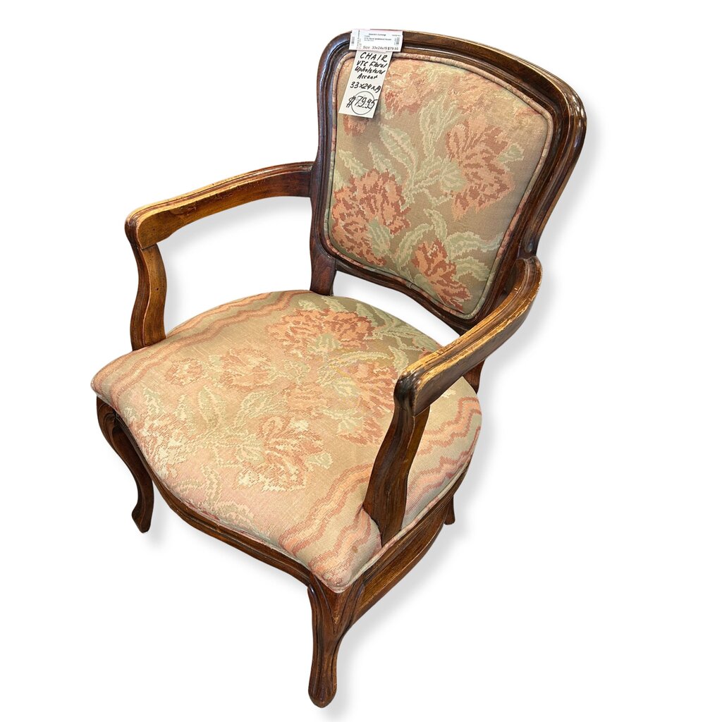 VTG Floral Upholstered Accent Chair AS IS