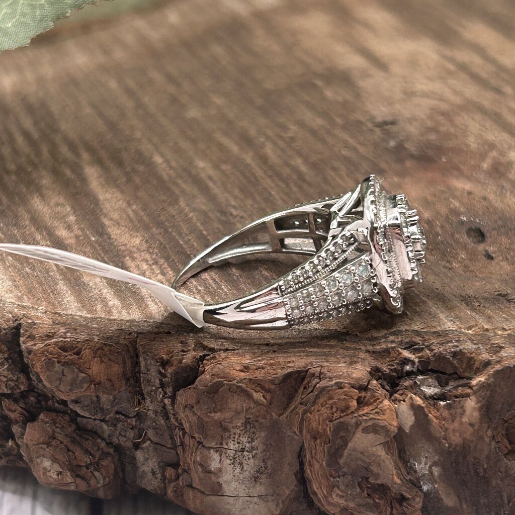 10k Diamond Double Halo Four Row Ring