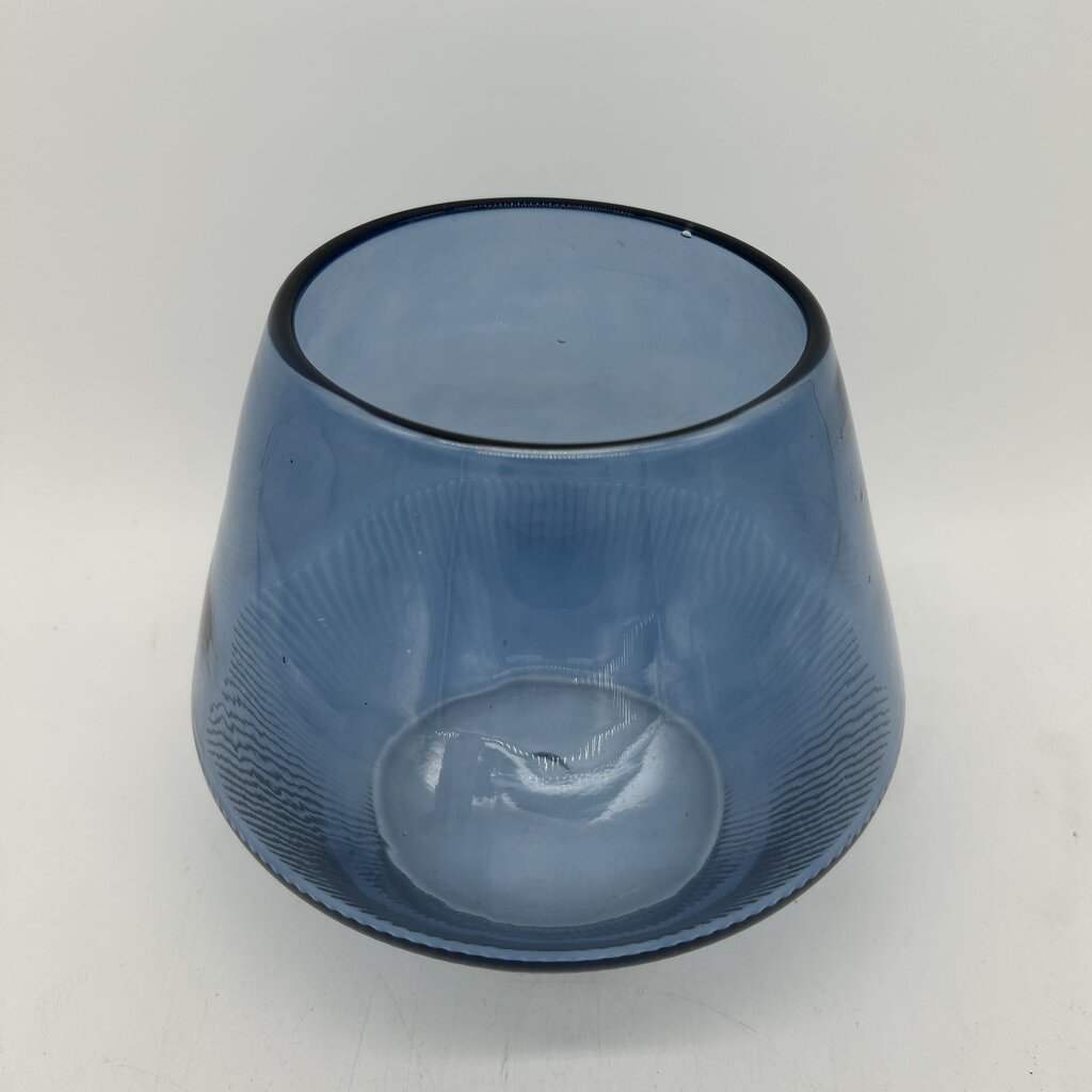 Wide Glass Vase w Ridged Base