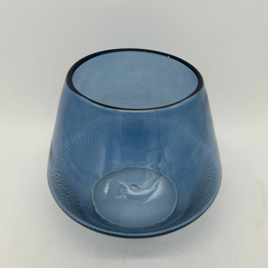Wide Glass Vase w Ridged Base