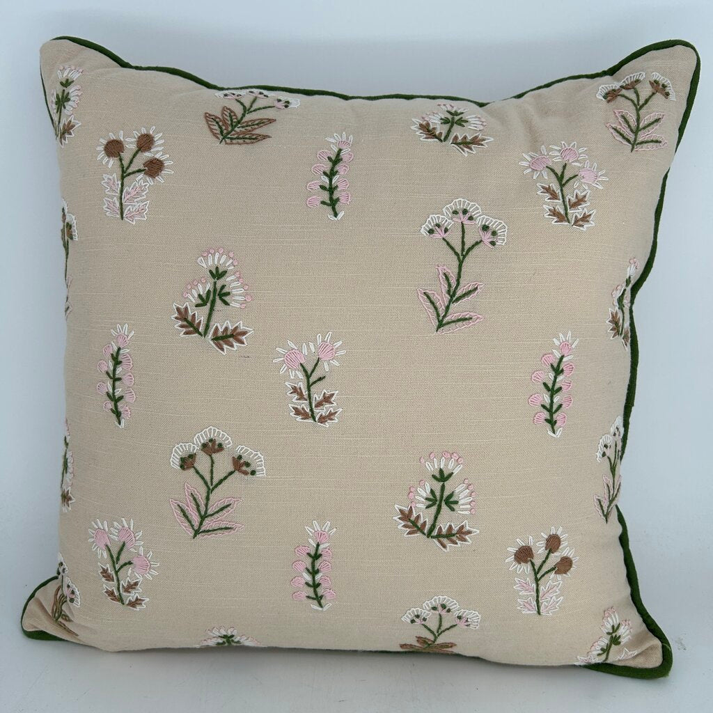 Floral Embroidered Pillow