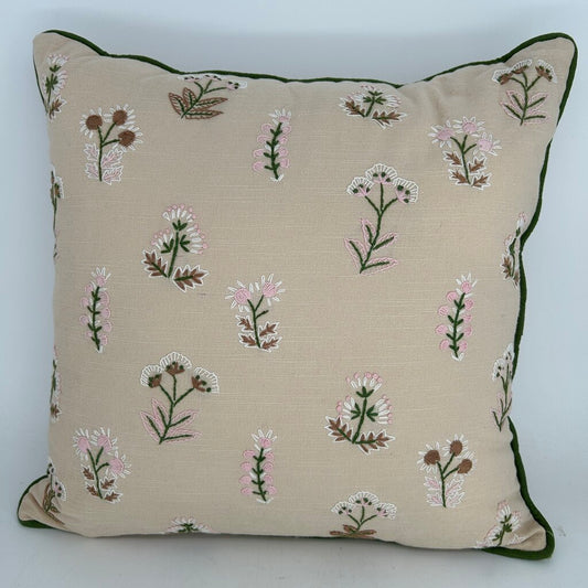 Floral Embroidered Pillow