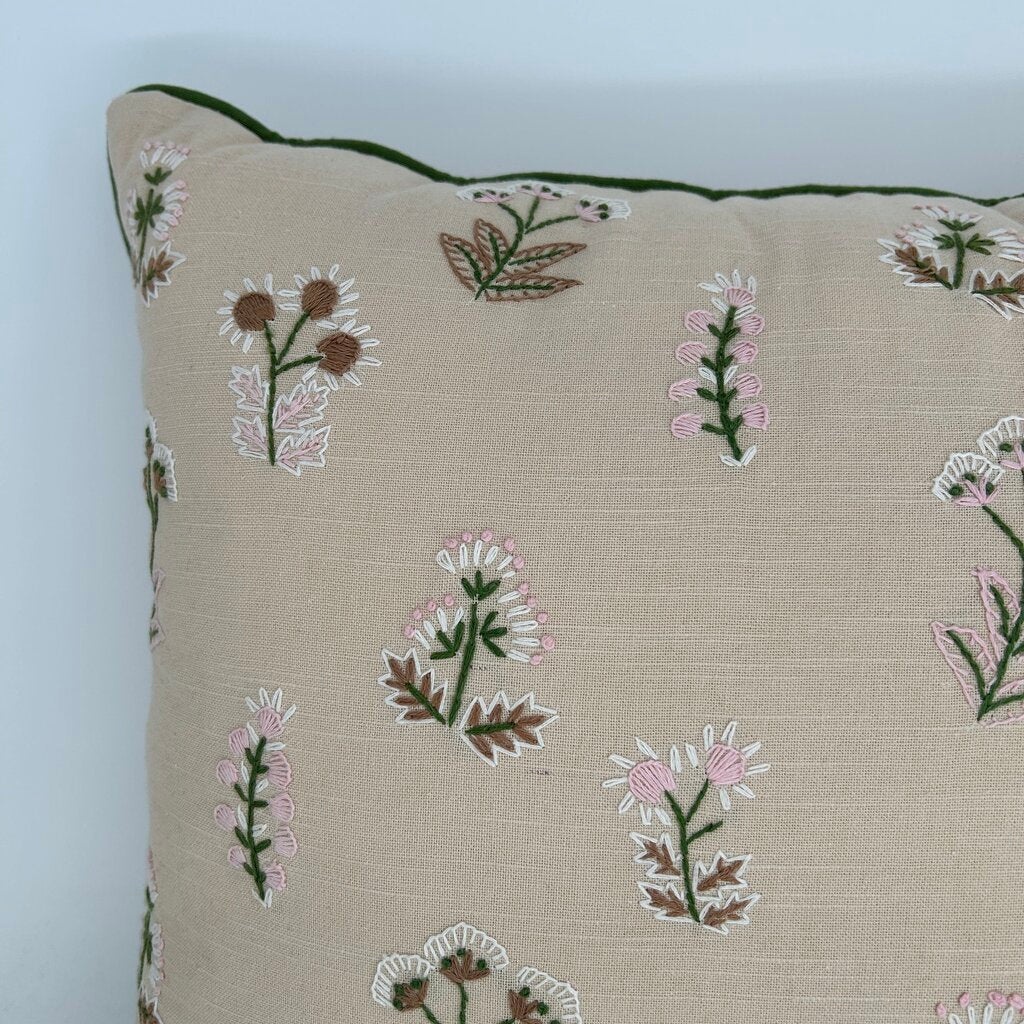 Floral Embroidered Pillow