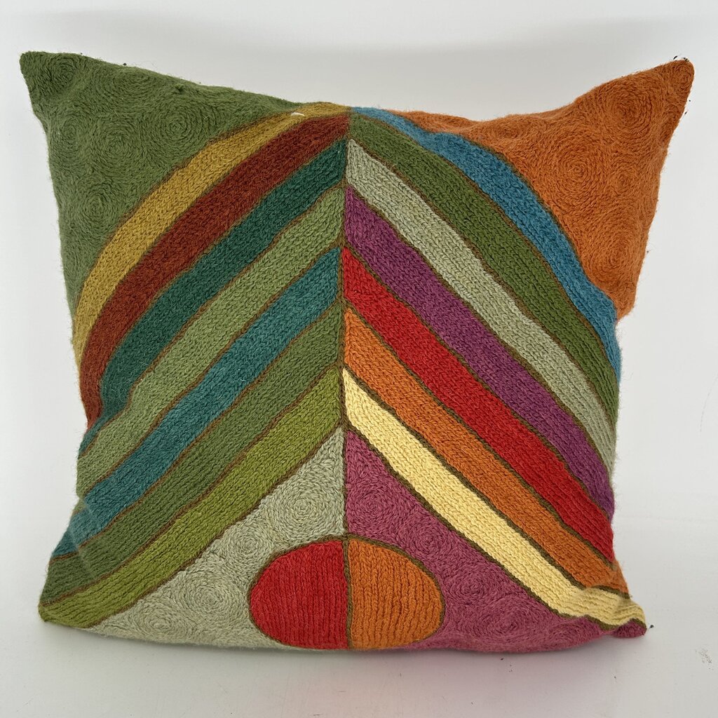 Embroidered Geometric Pillow