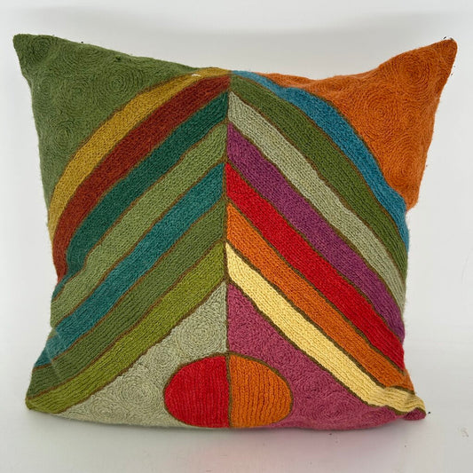 Embroidered Geometric Pillow