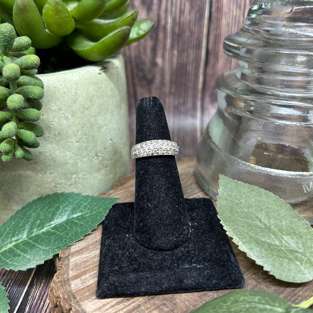 14k Triple Row Diamond Ring