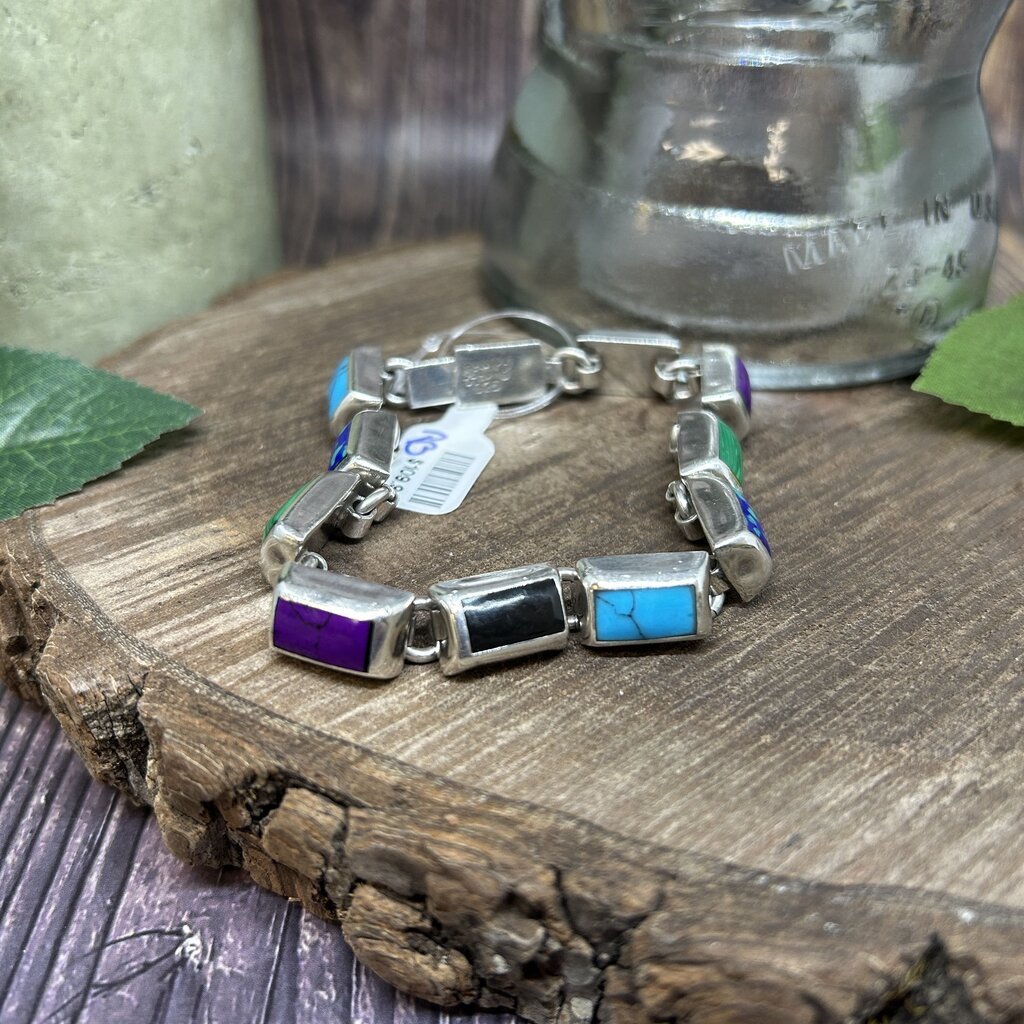 Sterling Inlay Stone Bracelet
