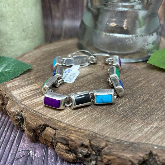 Sterling Inlay Stone Bracelet