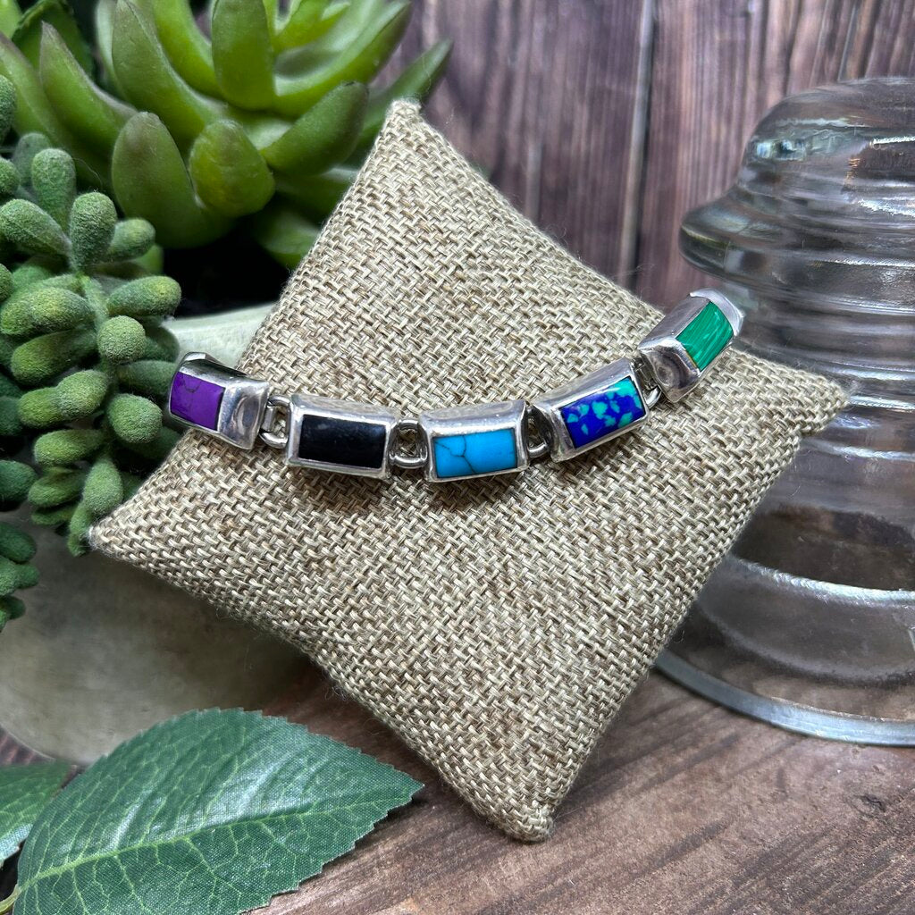 Sterling Inlay Stone Bracelet