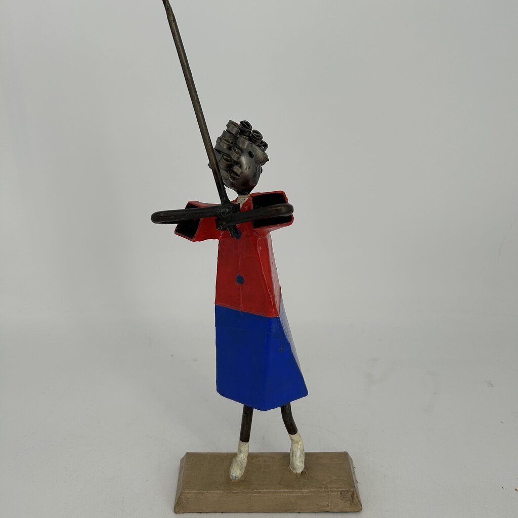 Woman w Bat Art Figurine