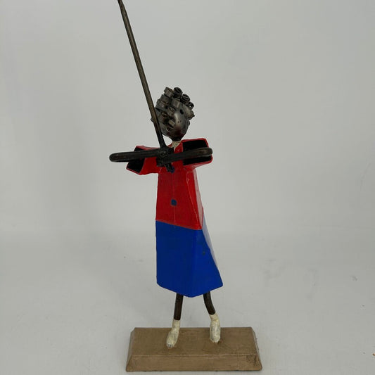 Woman w Bat Art Figurine
