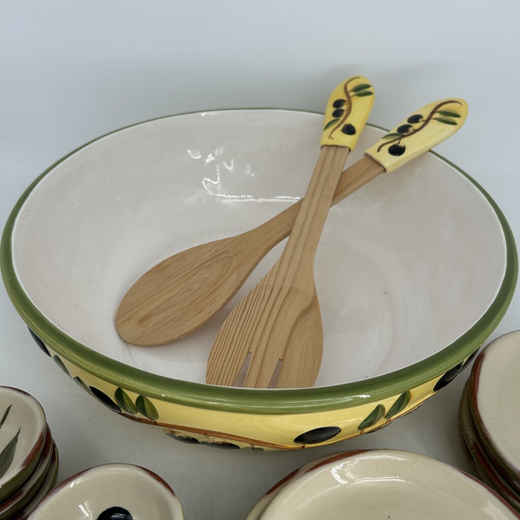 Olive Salad Bowl & Dishes Set