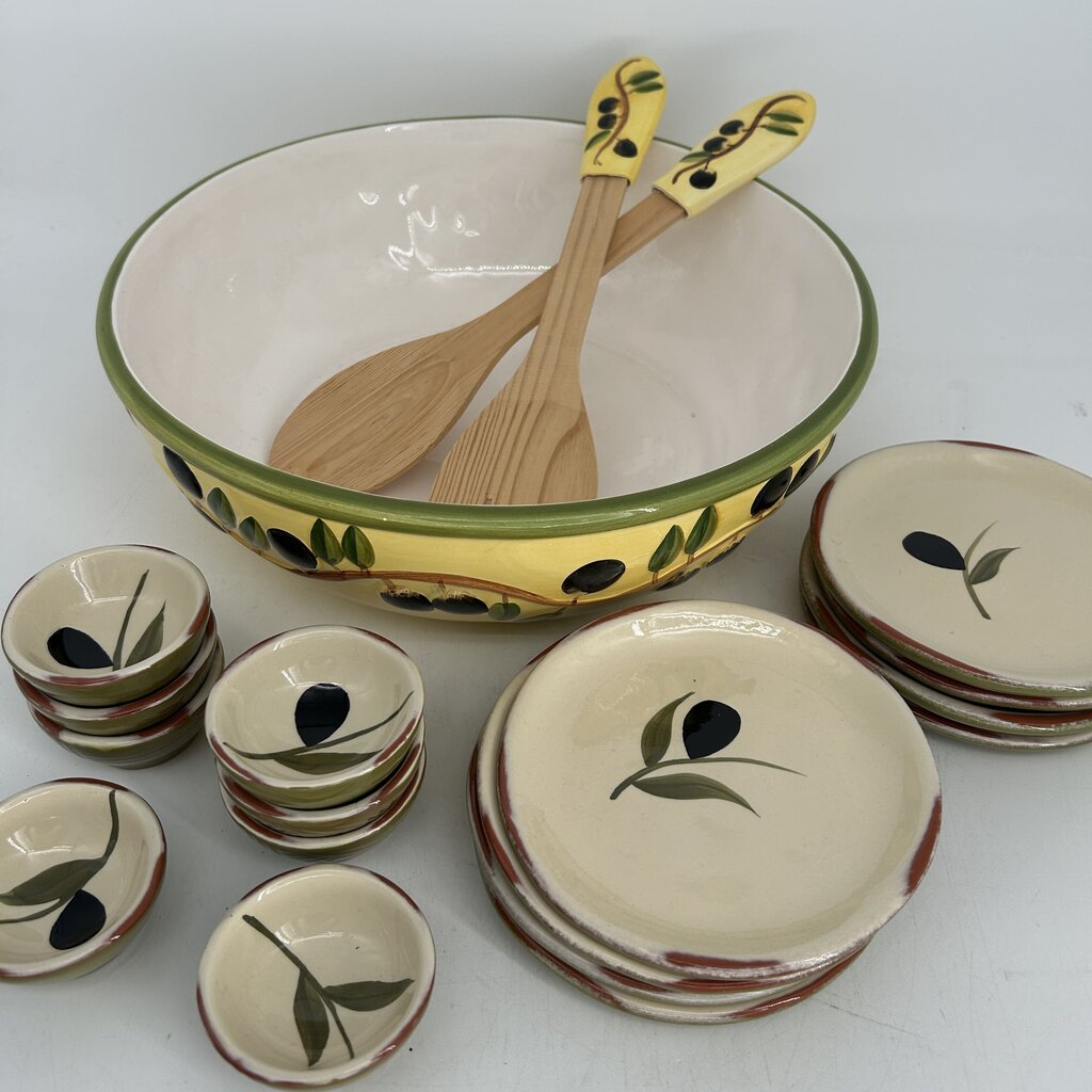 Olive Salad Bowl & Dishes Set