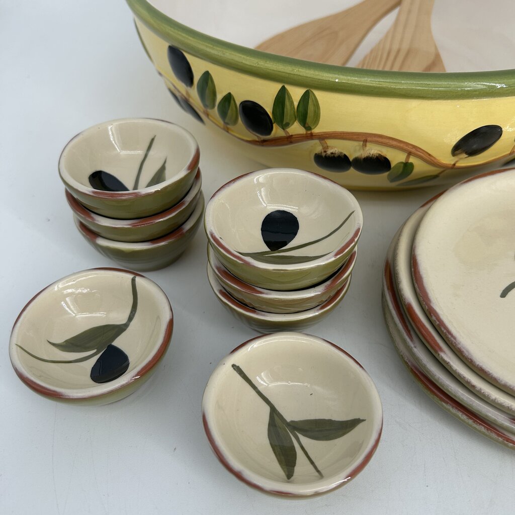 Olive Salad Bowl & Dishes Set