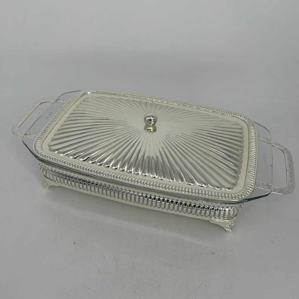 Casserole Dish In Silver Stand
