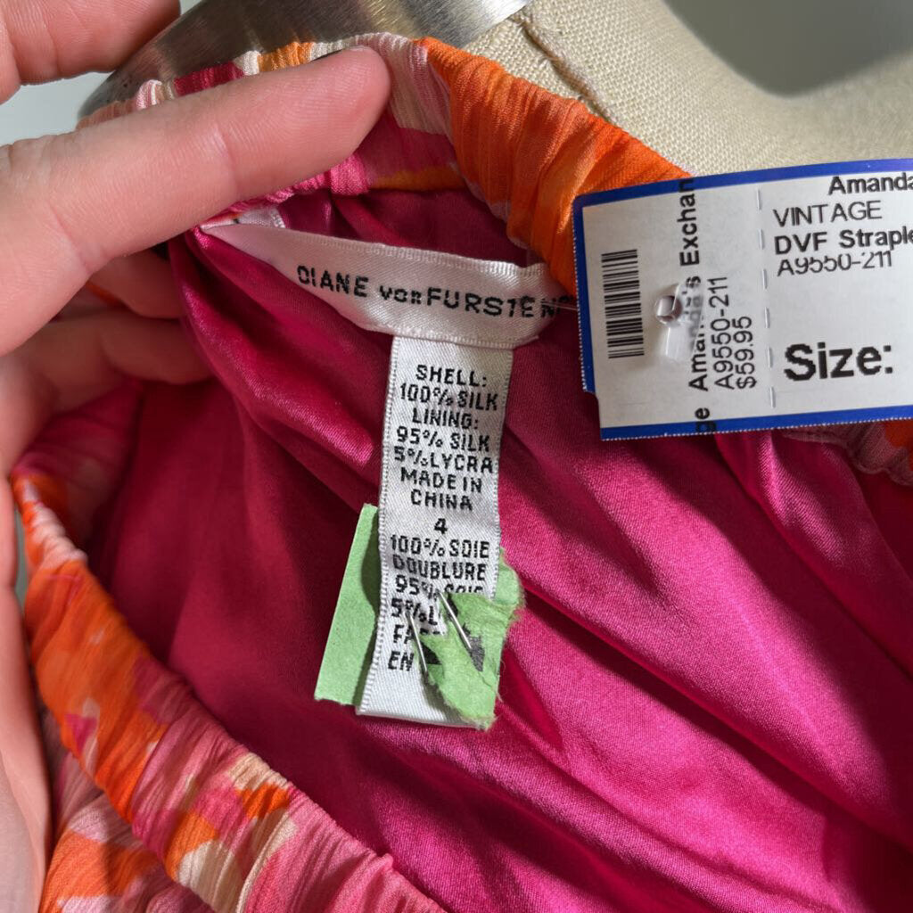 DVF Strapless Silk Dress