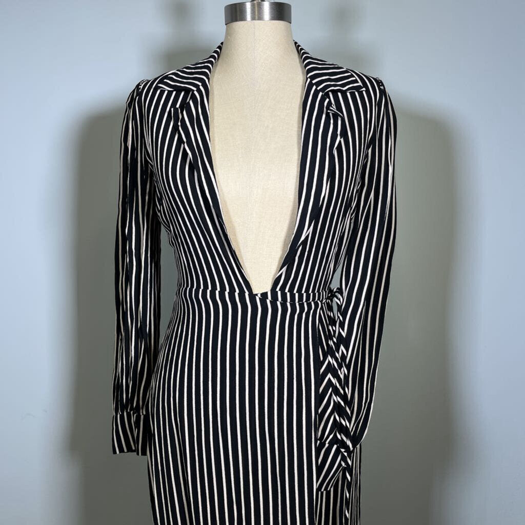 Reformation L/s Stripe Wrap Dress