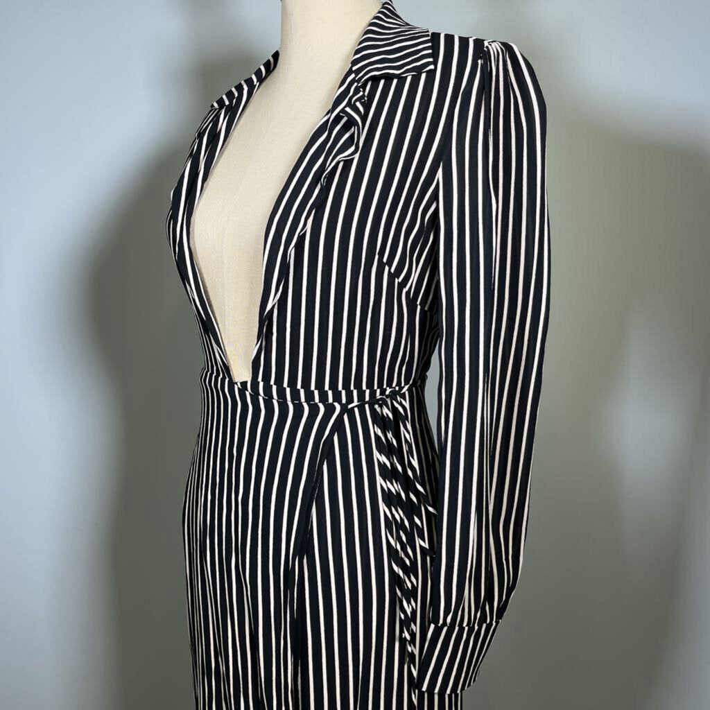 Reformation L/s Stripe Wrap Dress