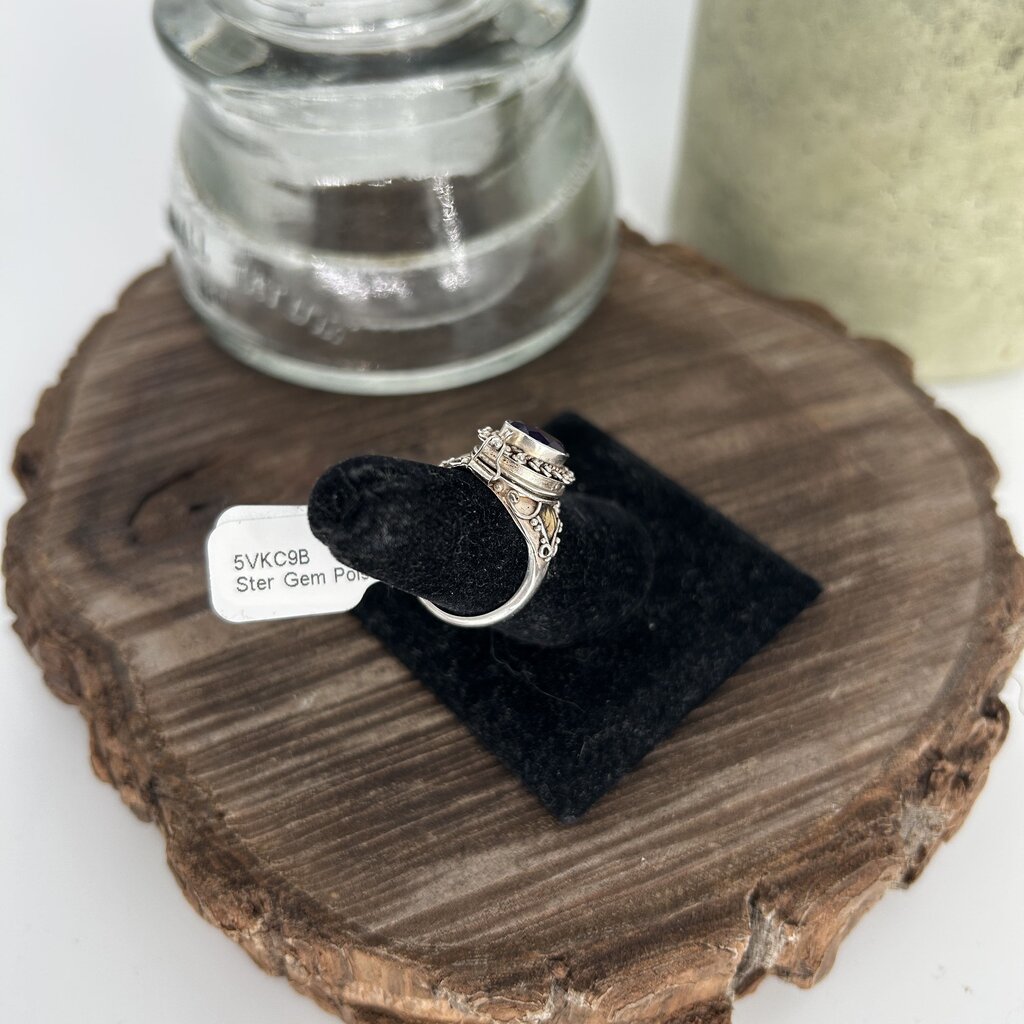 Sterling Gem Poison Ring