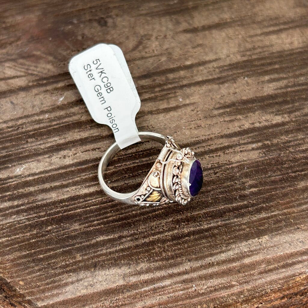 Sterling Gem Poison Ring