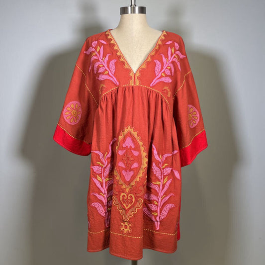 S/s Embroidered Mini Dress