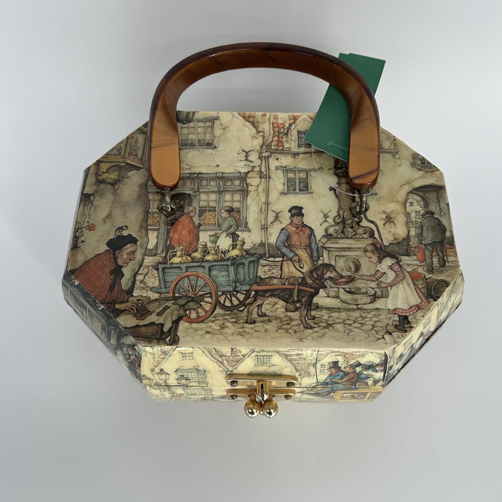 Scenic Decoupage Octagon Box Purse
